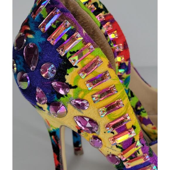 STEVE MADDEN Galactik D'Orsay Stiletto Pumps Heels Multicolor Jeweled sz 8.5 - Picture 11 of 13